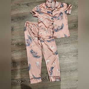 Floral Pink Silky Pajama Set